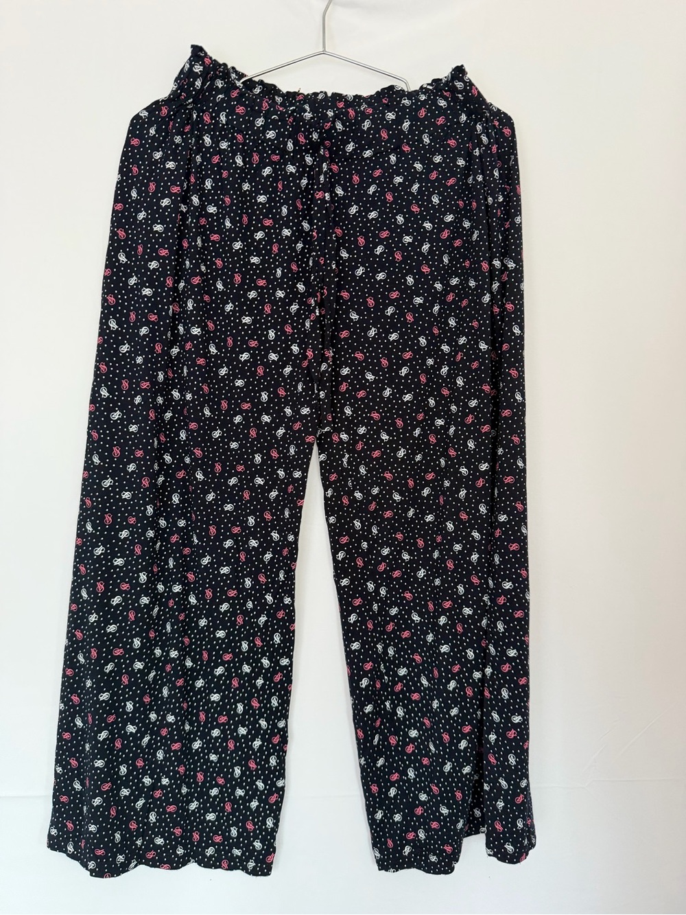 Girls' Black Floral Wide-Leg Pants